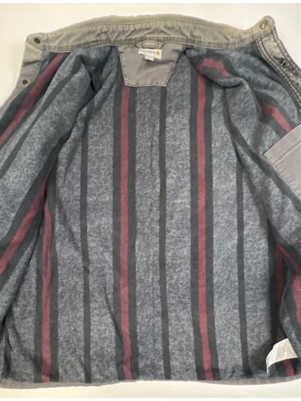 Carhartt Men XL Regular Rugged Flex Blanket Lined Shirt Jacket Shadow Gray Snap - Picture 10 of 11
